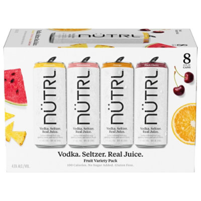 Nutrl Real Juice Gluten Free Vodka Hard Seltzer Variety Pack In Slim Cans - 8-2 Fl. Oz. - Image 3