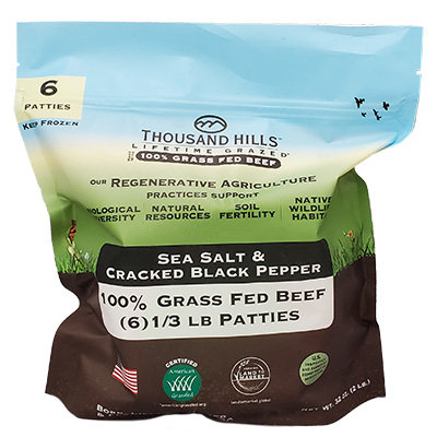 Thousand Hills Natural Grass Fed Ground Beef Patties Salt & Pepper - 32 OZ - Image 1