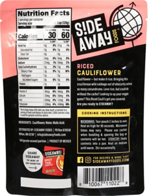 Sideaway Foods Riced Cauliflower Entree - 8.5 Oz - Image 6