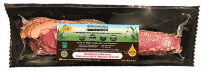 Thousand Hills Uncured Hardwood Smoked Beef Brisket Bacon - 8 OZ - Image 1
