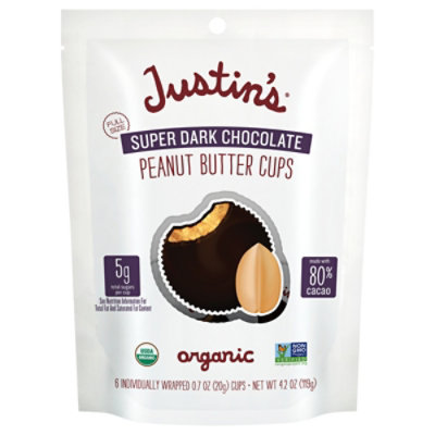 Justin's Super Dark Chocolate Peanut Butter Cup Bagged - 4.2 Oz - Image 3