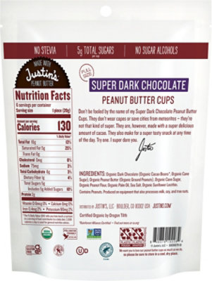 Justin's Super Dark Chocolate Peanut Butter Cup Bagged - 4.2 Oz - Image 6