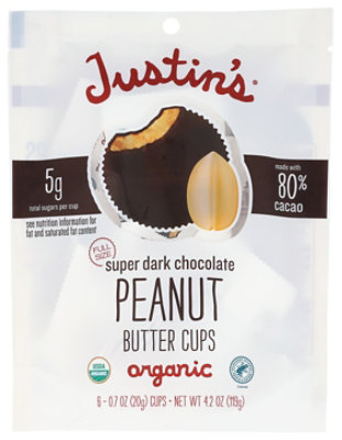 Justin's Super Dark Chocolate Peanut Butter Cup Bagged - 4.2 Oz - Image 1