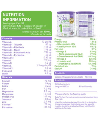 Bubs Australian Organic Infant Formula Stage 1 Grass Fed