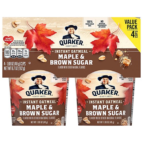 Quaker Maple Brown Sugar Instant Oatmeal - 6.7 OZ