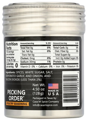 Casa M Spice Co Poultry Seasoning Shaker - 4.5 Oz - Image 2