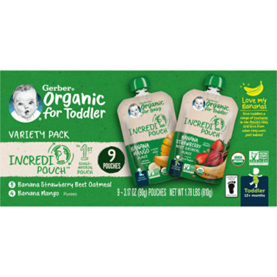 Gerber Organic for Toddler IncrediPouch Variety Multipack  - 9-3.17 Oz - Image 1