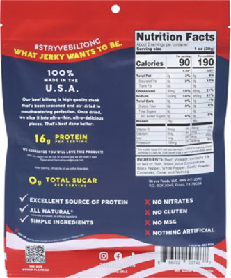Stryve Original Beef Biltong Beef Slices - 2.25 OZ - Image 6