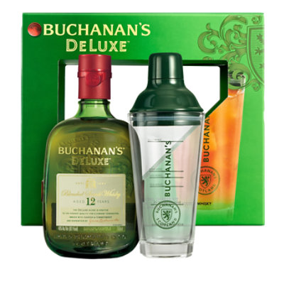 Buchanan's DeLuxe Aged 12 Years Blended Scotch Whisky Bottle with a Branded Shaker - 750 Ml - Image 1