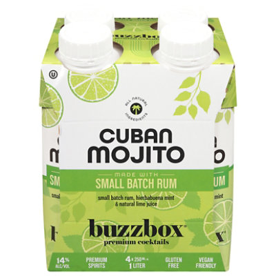 Buzzbox Premium Cocktails Cuban Mojito - 4-200 ML - Image 1