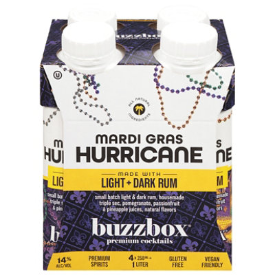 Buzzbox Premium Cocktails Mardis Gras Hurricane - 4-200 ML - Image 1