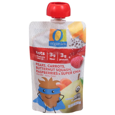 O Organics Baby Food Pears Carrots Butternut Squash Raspberries Chia Pouch - 4 OZ - Image 1