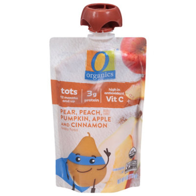 O Organics Baby Food Pear Peach Pumpkin Apple Cinnamon Pouch - 4 OZ - Image 1