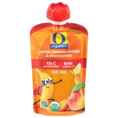 O Organics Baby Food Carrots Banana Mango Sweet Potato Pouch - 4 OZ