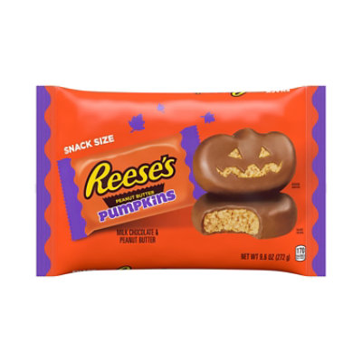 Reeses Milk Chocolate Snack Size Peanut Butter Pumpkins Halloween Candy Bag - 9.6 Oz - Image 1