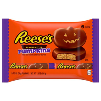 Reeses Milk Chocolate Peanut Butter Pumpkins Halloween Candy Packs - 1.2 Oz 6 Count - Image 3