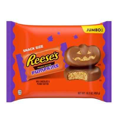 Reeses Milk Chocolate Snack Size Peanut Butter Pumpkins Halloween Candy Jumbo Bag - 16.2 Oz - Image 1