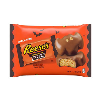 Reeses Milk Chocolate Snack Size Peanut Butter Bats Halloween Candy Bag - 9.6 Oz - Image 1