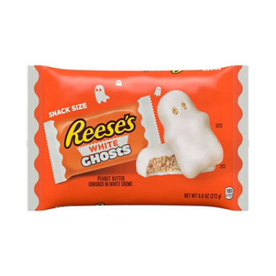 Reeses White Creme Snack Size Peanut Butter Ghosts Halloween Candy Bag - 9.6 Oz - Image 1