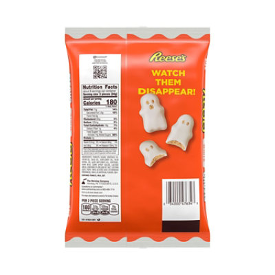 Reeses White Creme Snack Size Peanut Butter Ghosts Halloween Candy Bag - 9.6 Oz - Image 2