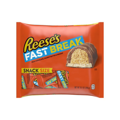 Reeses Fast Break Peanut Butter Nougat Snack Size Halloween Candy Bag - 10.1 Oz - Image 1