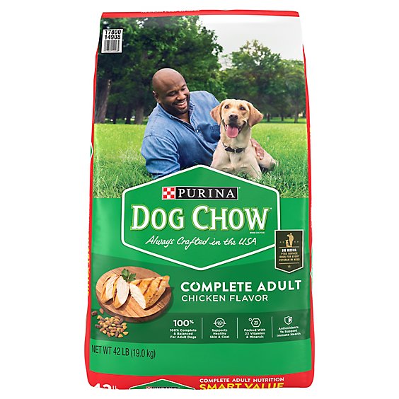 Purina Dog Chow Complete Adult With Real Chicken Dry Dog Food Bag - 42 Lb