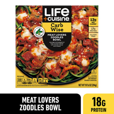 Life Cuisine Carb Wise Meatlovers Zoodles Bowl Frozen Entree Box - 10.375 Oz - Image 1