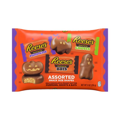 Reeses Assorted Milk Chocolate Snack Size Peanut Butter Shapes Halloween Candy - 9 Oz - Image 1