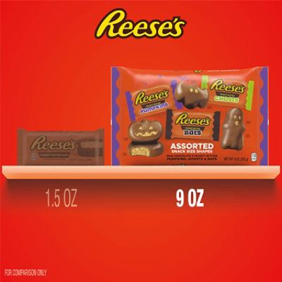 REESE'S Assorted Milk Chocolate Snack Size Peanut Butter Shapes Halloween Candy Bag - 9 Oz - Image 5