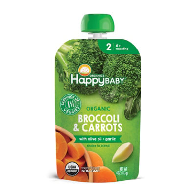 Happy Baby Organics Broccoli & Carrots with Olive Oil + Garlic - 16-4 Oz - Image 1