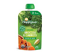 Happy Baby Organics Stage 2 Broccoli & Carrots with Olive Oil & Garlic Baby Food - 4 Oz