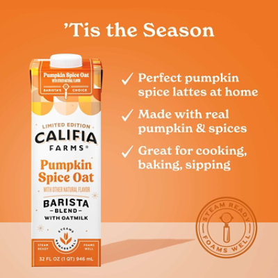 Califia Farms Pumpkin Spice Barista Blend Oat Creamer - 32 Fl. Oz. - Image 3