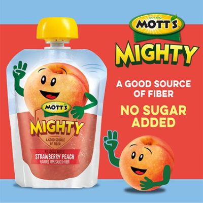 Mott's Mighty Strawberry Peach Applesauce In Clear Pouches - 12-3.2 Oz - Image 2