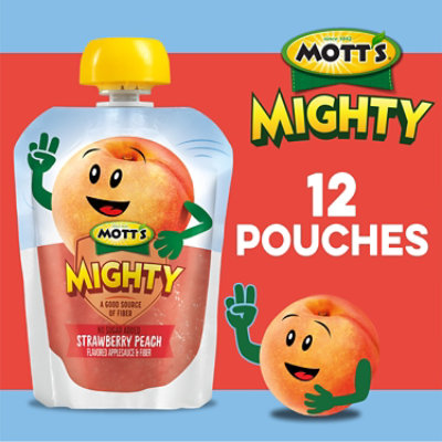 Mott's Mighty Strawberry Peach Applesauce In Clear Pouches - 12-3.2 Oz - Image 3