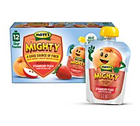 Mott's Mighty Strawberry Peach Applesauce In Pouches - 12-3.2 Oz