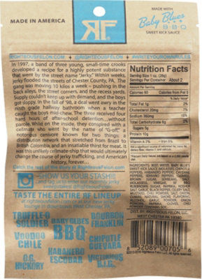 Righteous Felon Baby Blues Bbq Beef Jerky With Sweet Kick Sauce - 2 Oz - Image 6