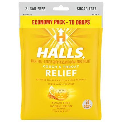 Halls Honey Lemon Sugar Free Cough Drops - 70 Count - Image 3