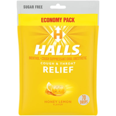 Halls Honey Lemon Sugar Free Cough Drops - 70 Count - Image 1