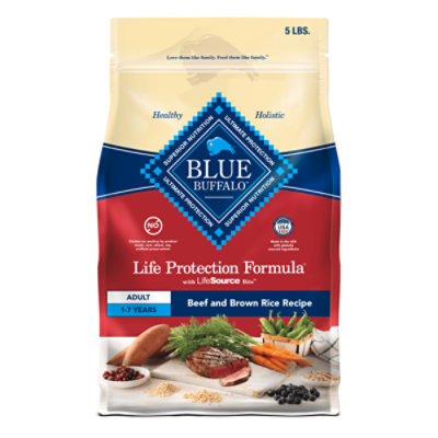 Blue Buffalo Life Protection Formula Adult Dry Dog Food Beef & Brown Rice Recipe Bag - 5 Lb - Image 1