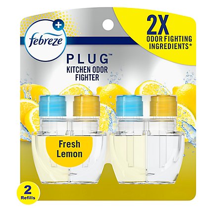 Febreze PLUG Fresh Lemon Refill Kitchen Odor Eliminator - 2- 0.87 Fl. Oz. - Image 2