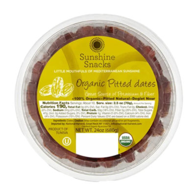 Sunshine Snacks Dates Pitted Organic - 24 OZ - Image 1