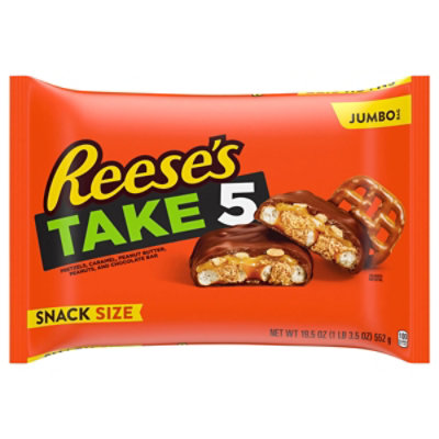 Reeses Take 5 Pretzel Peanut And Chocolate Snack Size Halloween Candy Jumbo Bag - 19.5 Oz - Image 3