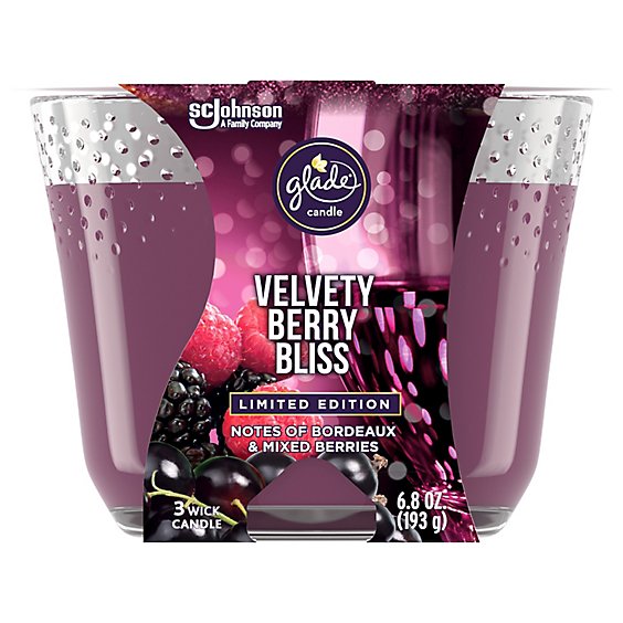 Glade Velvety Berry Bliss 3 Wick Scented Candle - 6.8 Oz