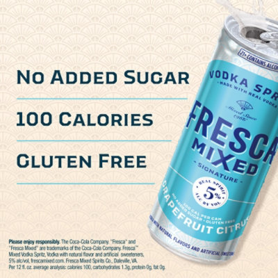 Fresca Vodka Spritz Gluten Free Mixed Grapefruit Citrus Cocktail 5% ABV Can - 4-12 Fl. Oz. - Image 4