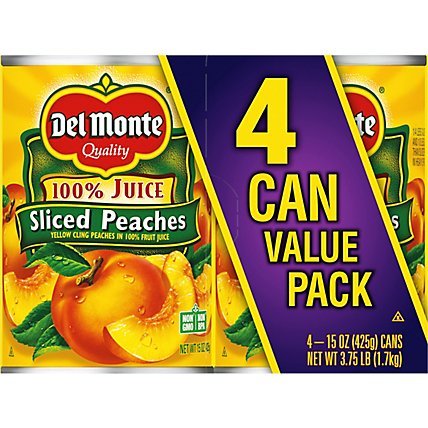 Del Monte Sliced Peaches In 100% Juice Can - 4-15 Oz - Image 6