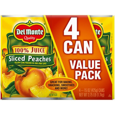 Del Monte Sliced Peaches In 100% Juice Can - 4-15 Oz - Image 2