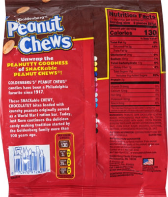 Just Born Goldenbergs Peanut Chews Original Dark Stand Up Bag - 10.5 OZ - Image 6