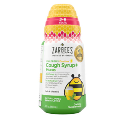 Zarbee's Kids Cough Mucus Daytime With Honey Ivy Leaf Zinc And Elderberry Mixed Berry - 4Fl. Oz. - Image 1