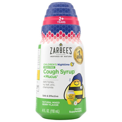 Zarbee's Kids Cough Mucus Nighttime With Honey Ivy Leaf Zinc And Elderberry Mixed Berry - 4 Fl. Oz. - Image 2
