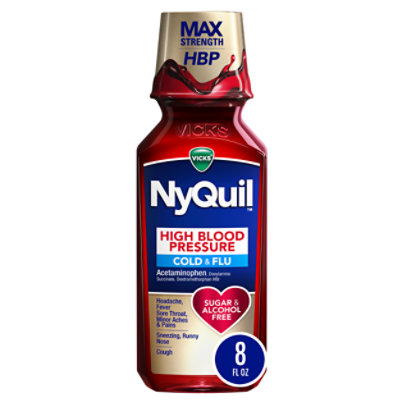 Vicks NyQuil High Blood Pressure Sugar and Alcohol Free Cold and Flu Liquid - 8 Fl. Oz. - Image 1